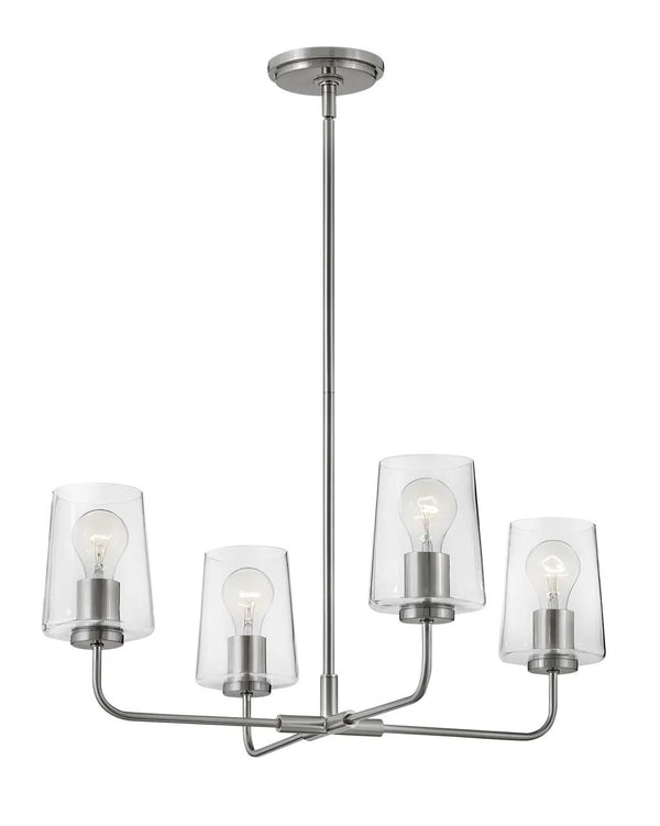 Quaan 25" Four Lights Medium Single Tier Chandelier, Brushed Nickel