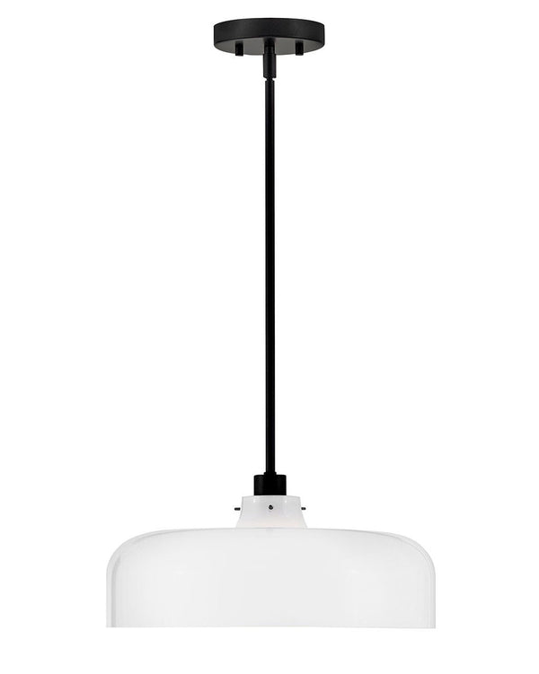 Alar 15" One Light Medium Pendant, Black / Cased Opal Glass