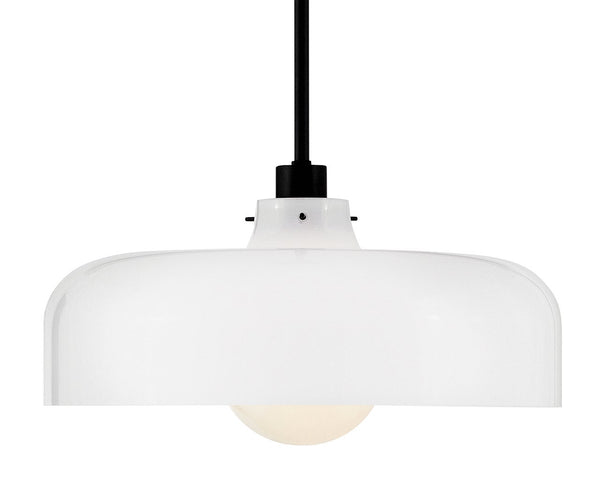 Alar 15" One Light Medium Pendant, Black / Cased Opal Glass
