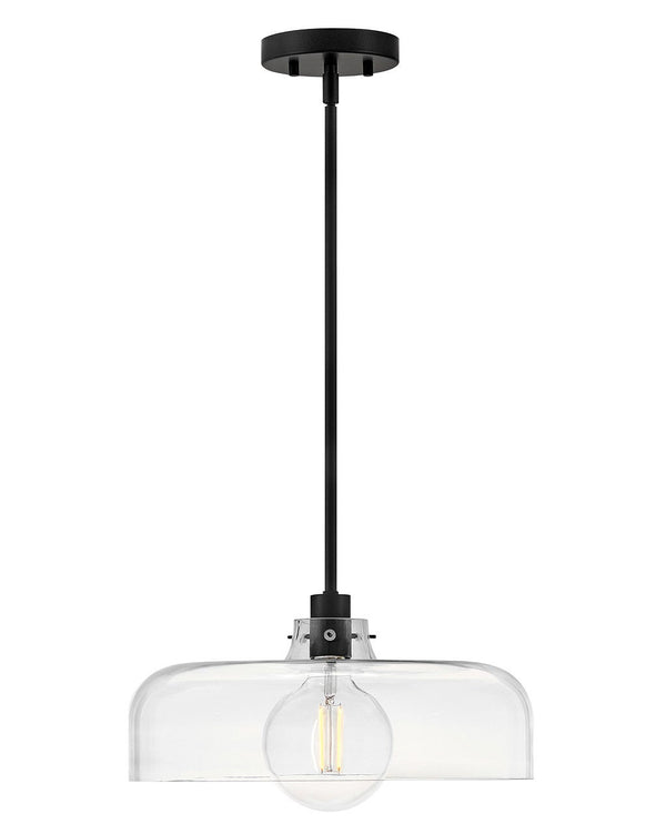 Alar 15" One Light Medium Pendant, Black / Clear Glass
