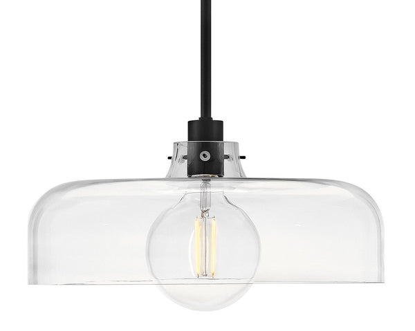 Alar 15" One Light Medium Pendant, Black / Clear Glass