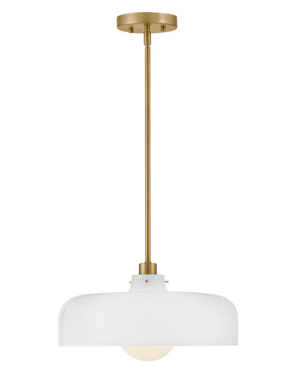 Alar 15" One Light Medium Pendant, Lacquered Brass / Cased Opal Glass