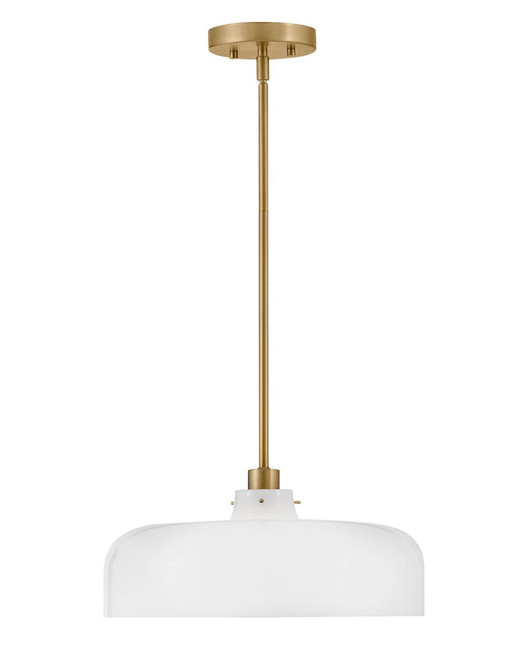 Alar 15" One Light Medium Pendant, Lacquered Brass / Cased Opal Glass