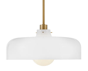 Alar 15" One Light Medium Pendant, Lacquered Brass / Cased Opal Glass