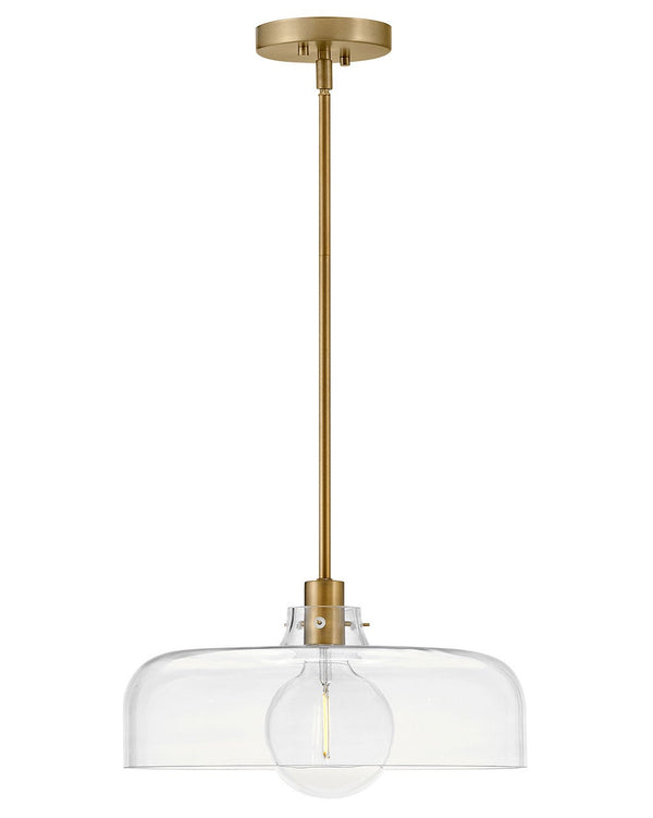 Alar 15" One Light Medium Pendant, Lacquered Brass / Clear Glass