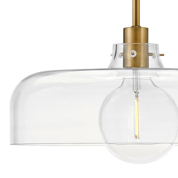 Alar 15" One Light Medium Pendant, Lacquered Brass / Clear Glass