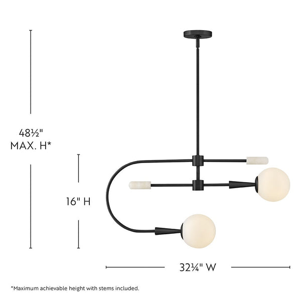 Elette 32" Two Lights Medium Single Tier, Black