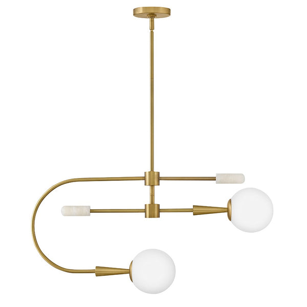 Elette 32" Two Lights Medium Single Tier, Lacquered Brass