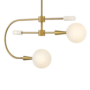 Elette 32" Two Lights Medium Single Tier, Lacquered Brass