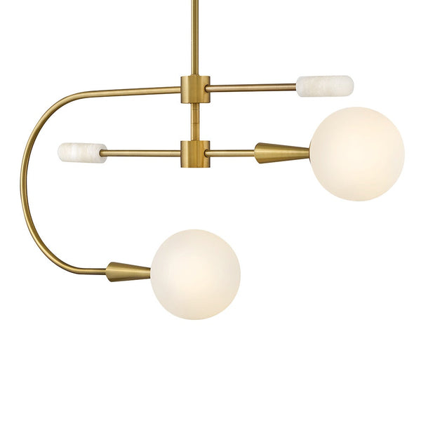 Elette 32" Two Lights Medium Single Tier, Lacquered Brass