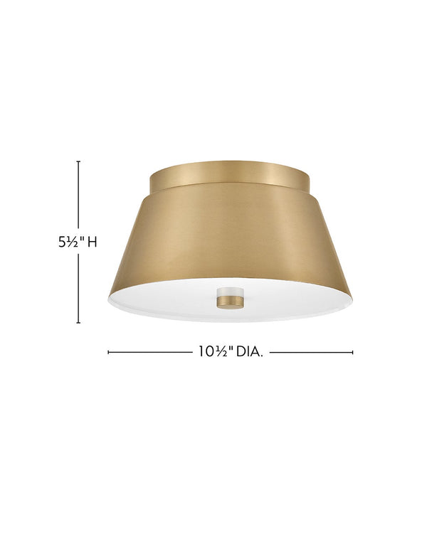 Elvia 10" Two Lights Small Flush Mount, Lacquered Brass