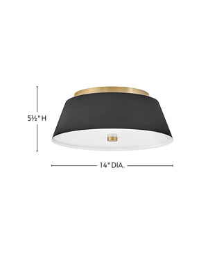 Elvia 14" Two Lights Medium Flush Mount, Black
