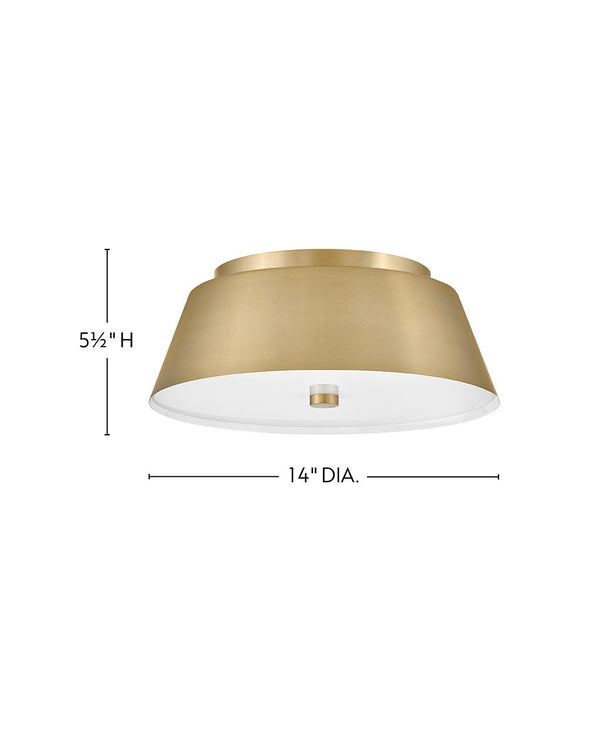 Elvia 14" Two Lights Medium Flush Mount, Lacquered Brass