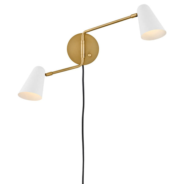 Sason 23" Two Lights Large Sconce, Lacquered Brass