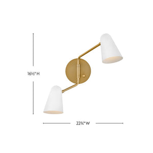 Sason 23" Two Lights Large Sconce, Lacquered Brass