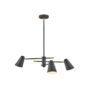 Sason 30" Three Lights Medium Convertible Mobile Single Tier Chandelier, Black