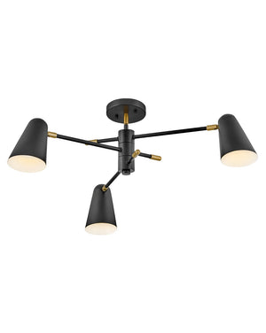 Sason 30" Three Lights Medium Convertible Mobile Single Tier Chandelier, Black