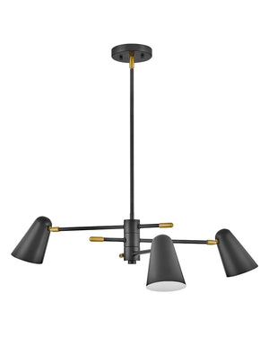 Sason 30" Three Lights Medium Convertible Mobile Single Tier Chandelier, Black