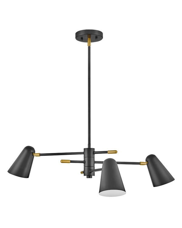 Sason 30" Three Lights Medium Convertible Mobile Single Tier Chandelier, Black