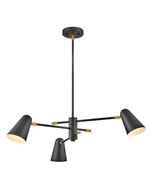 Sason 30" Three Lights Medium Convertible Mobile Single Tier Chandelier, Black