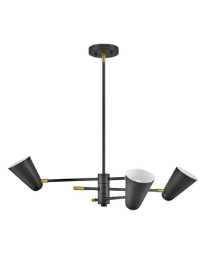 Sason 30" Three Lights Medium Convertible Mobile Single Tier Chandelier, Black