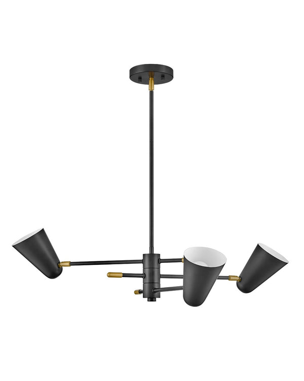 Sason 30" Three Lights Medium Convertible Mobile Single Tier Chandelier, Black