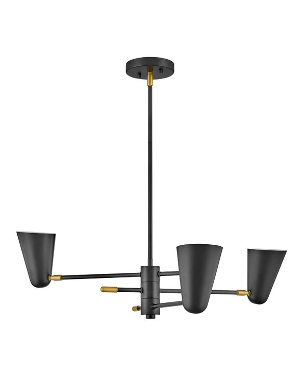 Sason 30" Three Lights Medium Convertible Mobile Single Tier Chandelier, Black