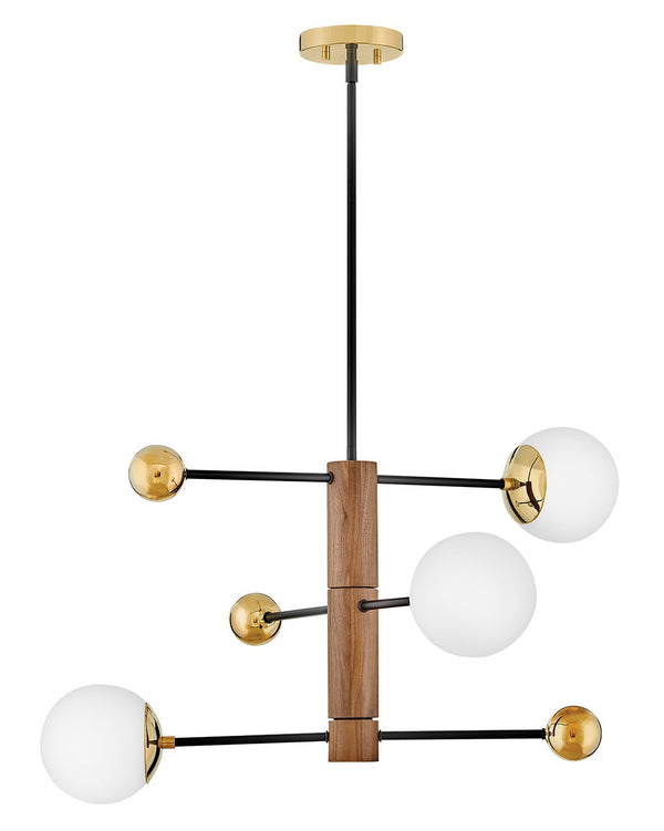 Laan 31" Three Lights Medium Adjustable Multi Tier Chandelier, Bright Brass