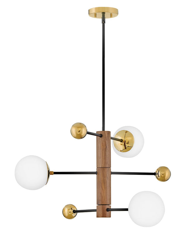 Laan 31" Three Lights Medium Adjustable Multi Tier Chandelier, Bright Brass