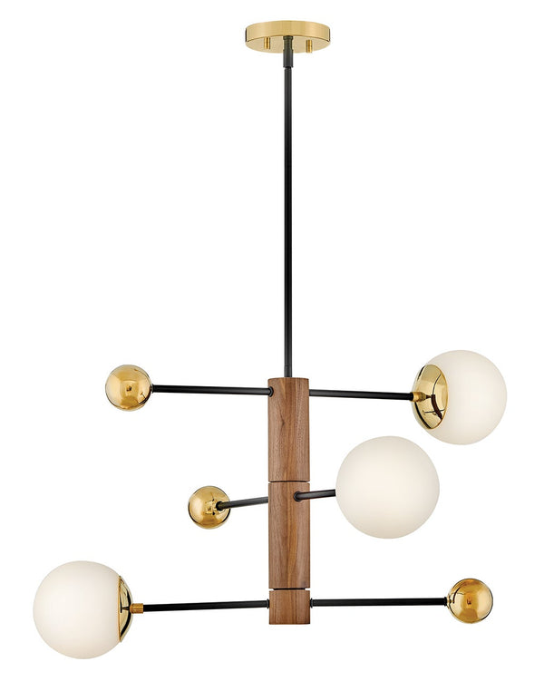 Laan 31" Three Lights Medium Adjustable Multi Tier Chandelier, Bright Brass