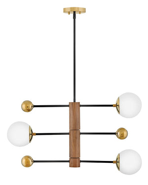 Laan 31" Three Lights Medium Adjustable Multi Tier Chandelier, Bright Brass