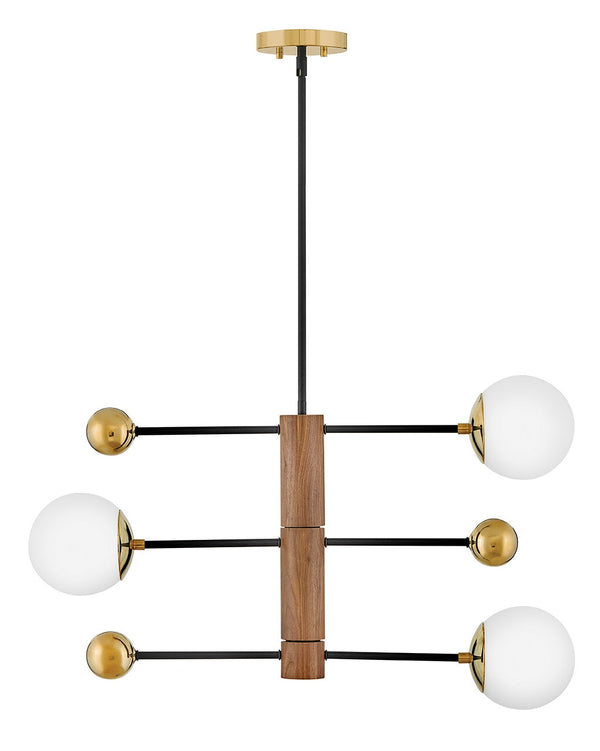 Laan 31" Three Lights Medium Adjustable Multi Tier Chandelier, Bright Brass