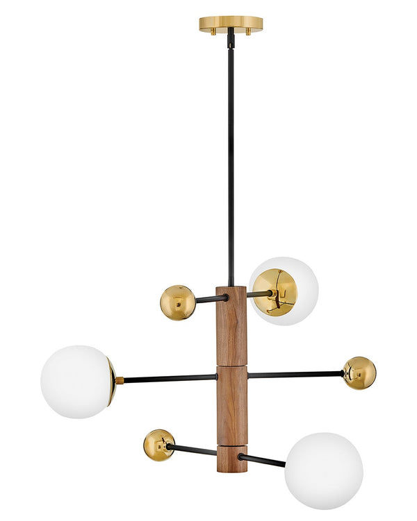 Laan 31" Three Lights Medium Adjustable Multi Tier Chandelier, Bright Brass