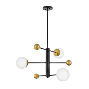 Laan 31" Three Lights Medium Adjustable Multi Tier Chandelier, Black