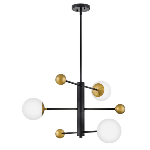 Laan 31" Three Lights Medium Adjustable Multi Tier Chandelier, Black