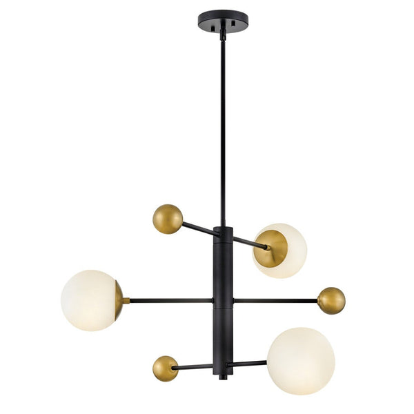 Laan 31" Three Lights Medium Adjustable Multi Tier Chandelier, Black