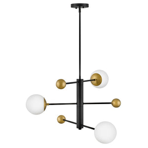 Laan 31" Three Lights Medium Adjustable Multi Tier Chandelier, Black