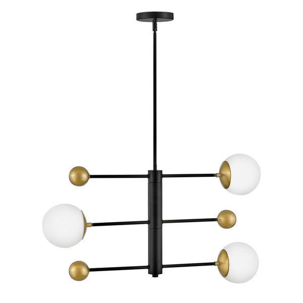 Laan 31" Three Lights Medium Adjustable Multi Tier Chandelier, Black