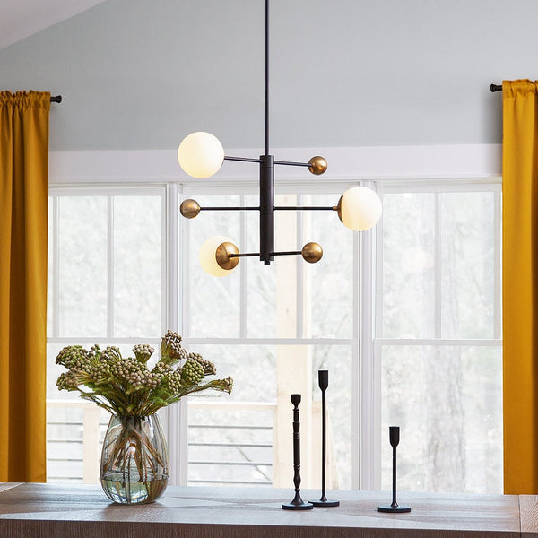 Laan 31" Three Lights Medium Adjustable Multi Tier Chandelier, Black