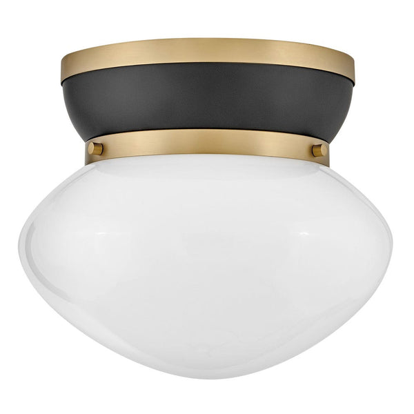 Saton 12" One Light Small Flush Mount, Black