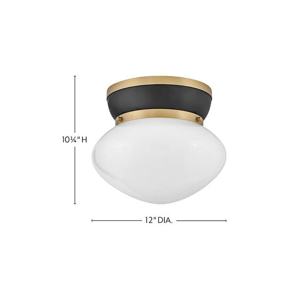 Saton 12" One Light Small Flush Mount, Black