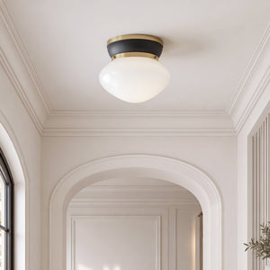Saton 12" One Light Small Flush Mount, Black