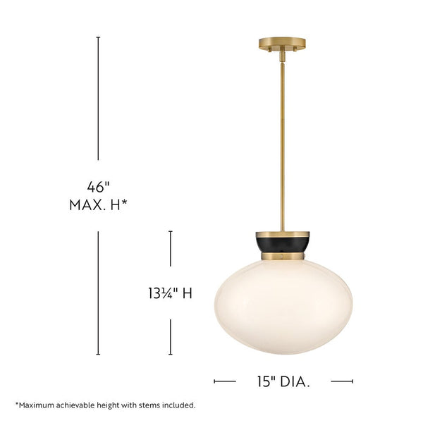 Saton 15" One Light Medium Pendant, Black