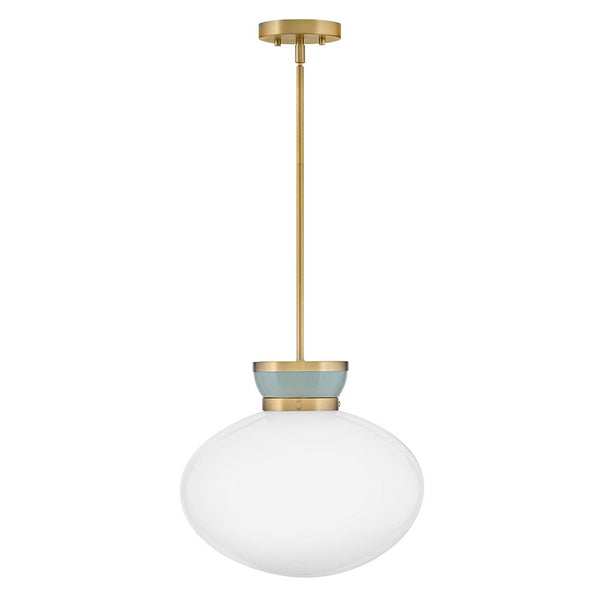 Saton 15" One Light Medium Pendant, Lacquered Brass