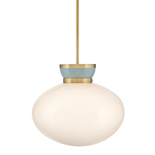 Saton 15" One Light Medium Pendant, Lacquered Brass