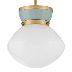 Saton 10" One Light Small Pendant, Lacquered Brass