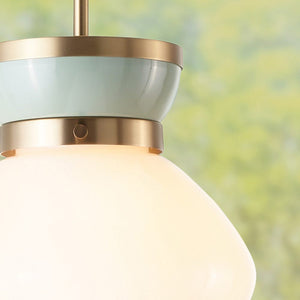 Saton 10" One Light Small Pendant, Lacquered Brass