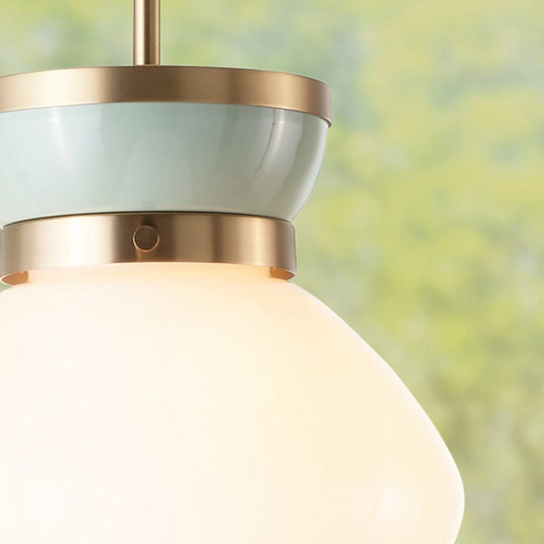 Saton 10" One Light Small Pendant, Lacquered Brass
