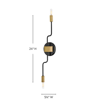 Haiel 5" Two Lights Medium Sconce, Black