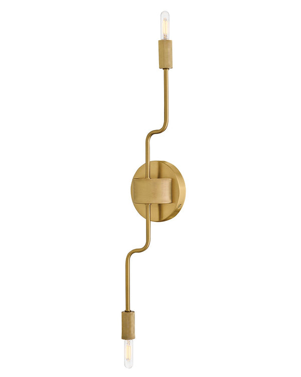 Haiel 5" Two Lights Medium Sconce, Lacquered Brass